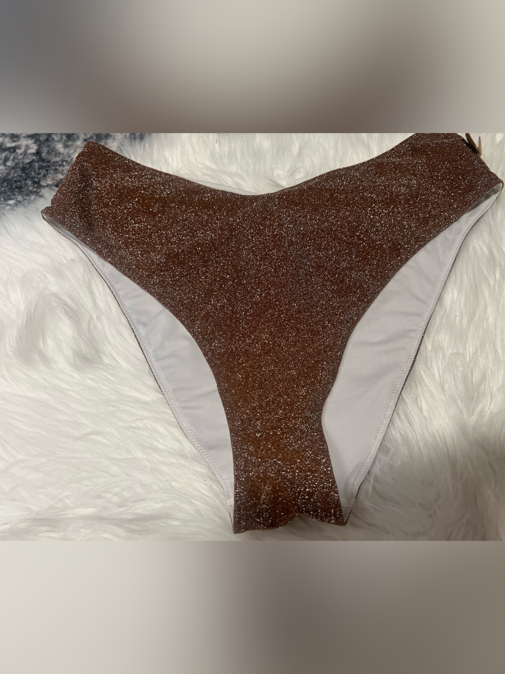 Women’s Shimmer Brown High-Cut Bikini Bottoms